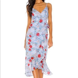 Bardot dress in blue & red floral SZ 4